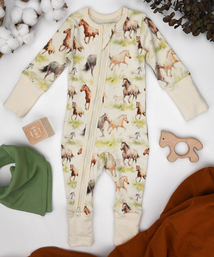 Earthy Organic Cotton Baby Pajamas 2-Way Zipper Sleeper - Kelby
