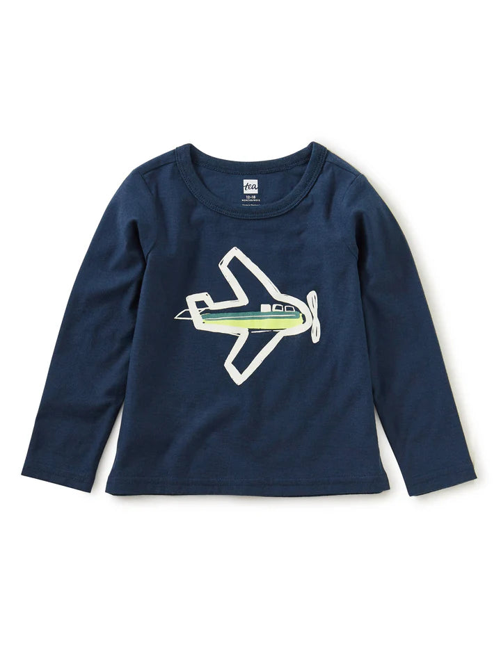 Tea Collection Glow Plane Baby Tee - Whale Blue