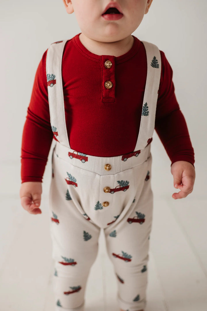 Babysprouts Henley Suspenders Set - Christmas Truck