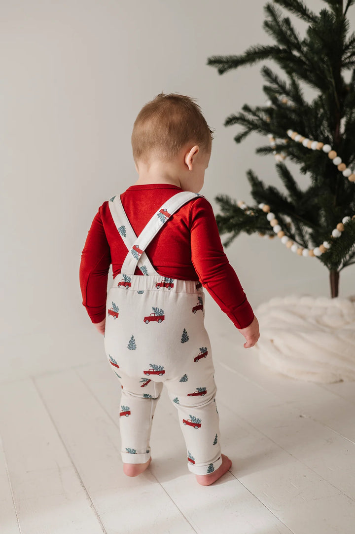 Babysprouts Henley Suspenders Set - Christmas Truck