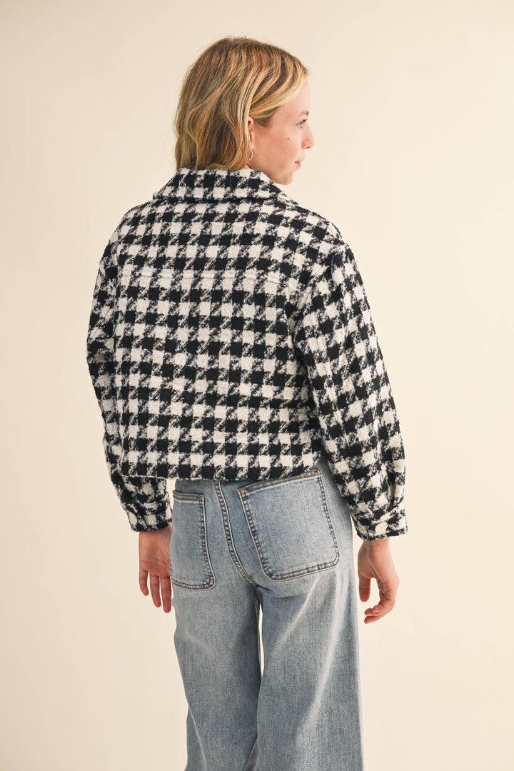 Heart And Arrow Tweed Houndstooth Pattern Jacket