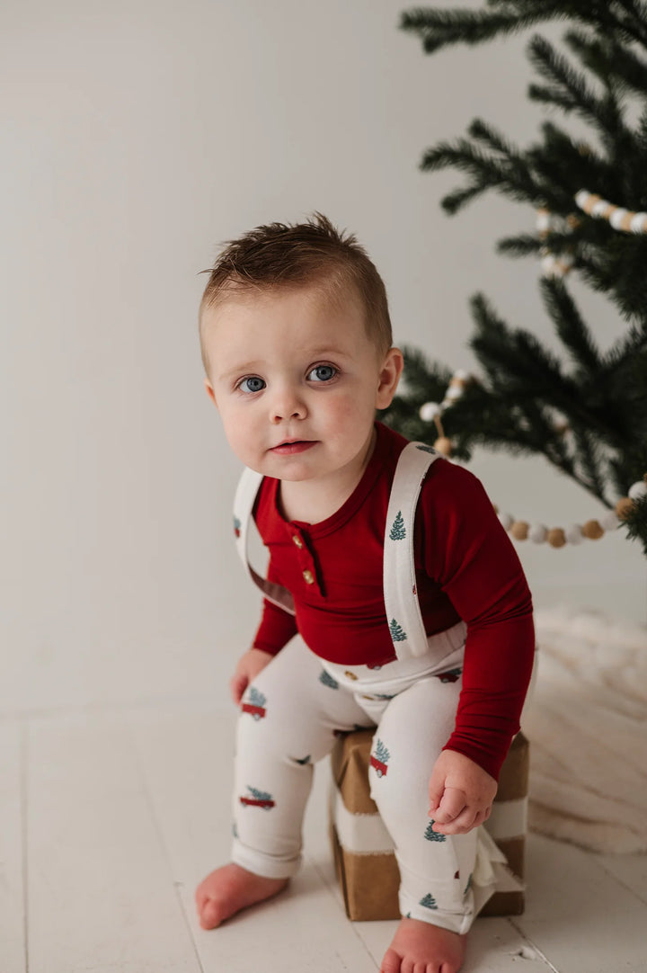 Babysprouts Henley Suspenders Set - Christmas Truck