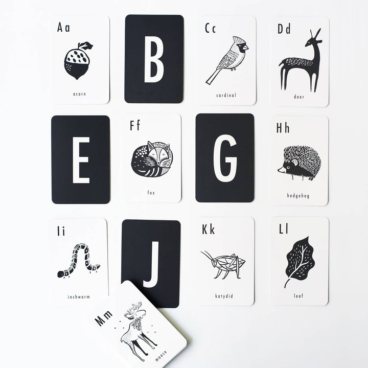 Wee Gallery Woodland Alphabet Cards - ABC Learning Preschool Flash Cards