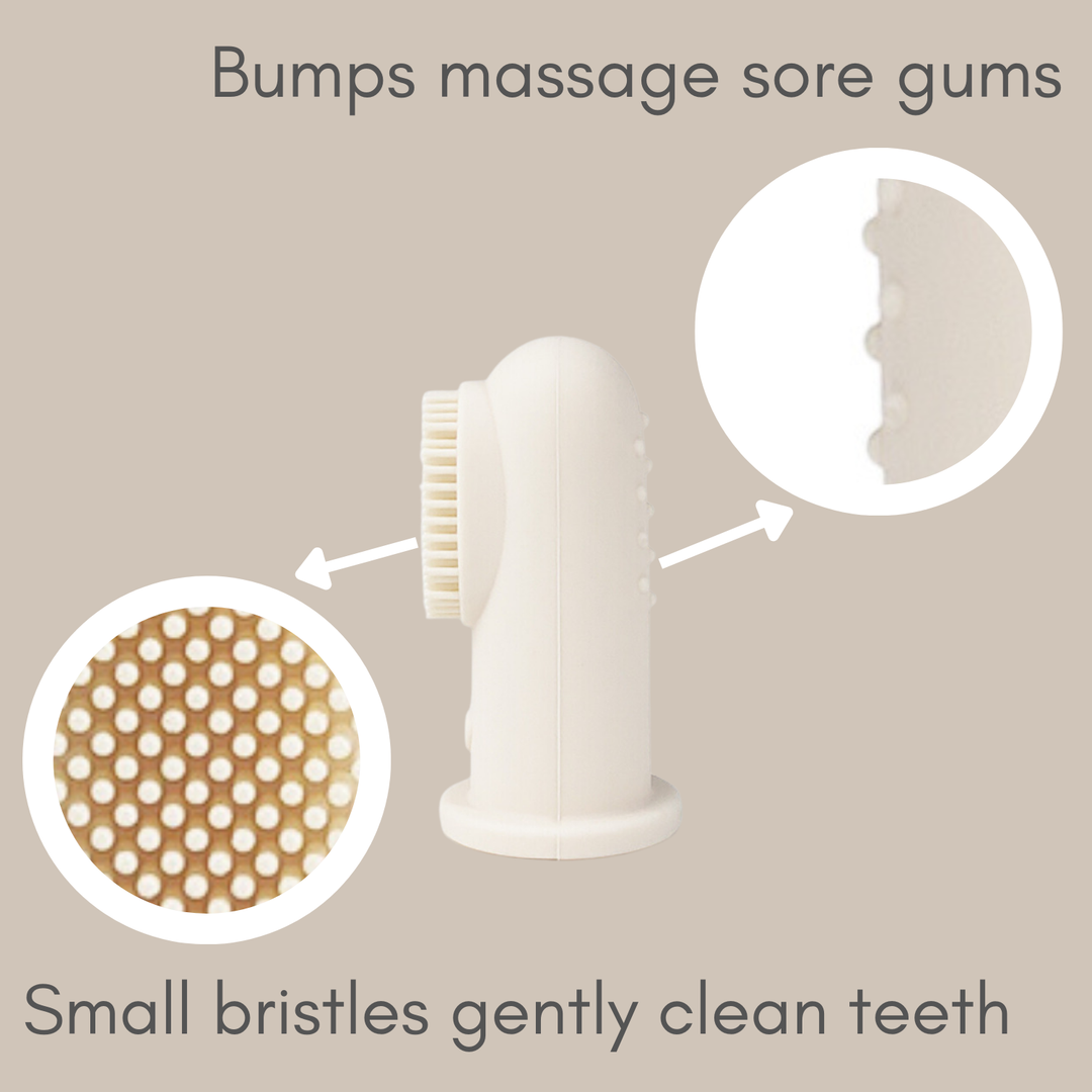 Ali + Oli Baby Finger Toothbrush & Tongue Cleaner Oral Set 3m+ -Ivory