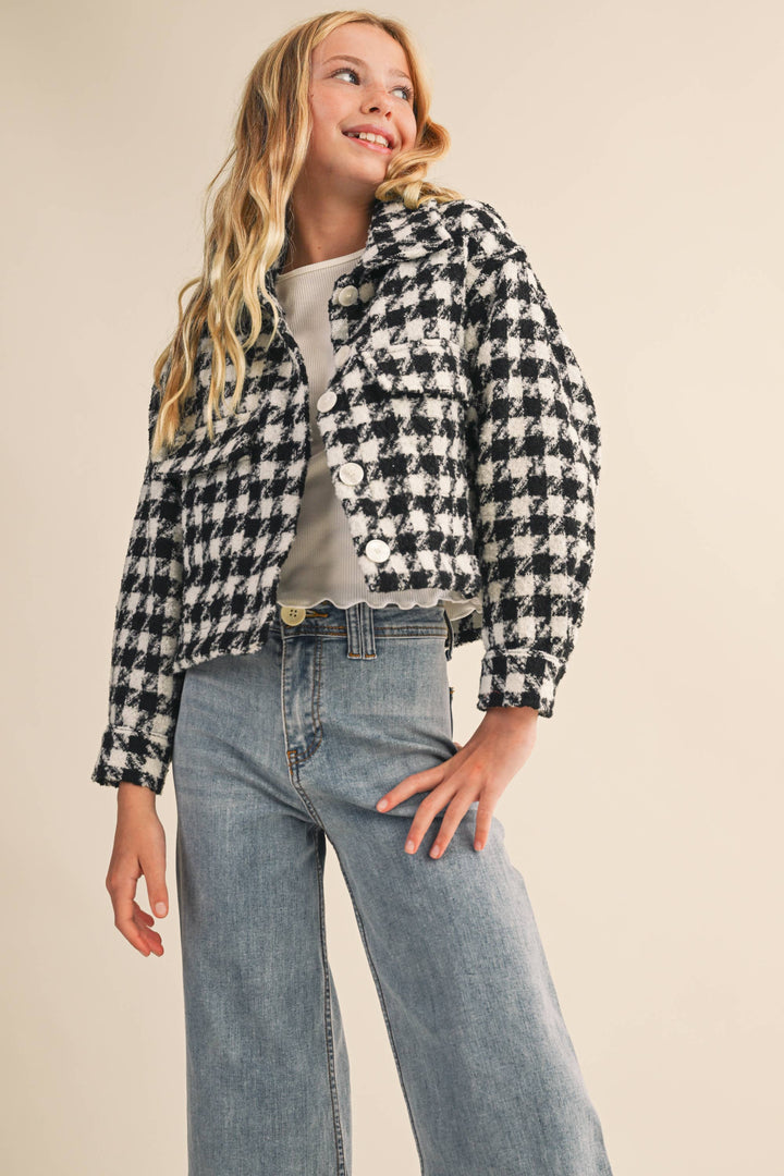 Heart And Arrow Tweed Houndstooth Pattern Jacket