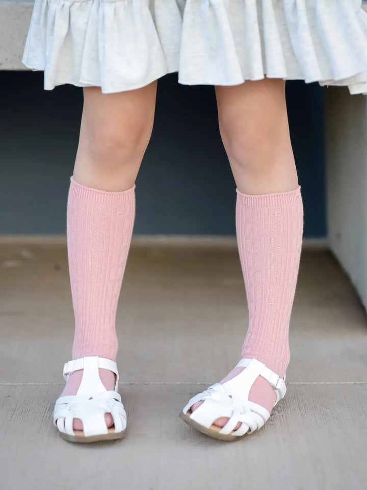 Little Stocking Co Neutral Cable Knit Knee High Socks