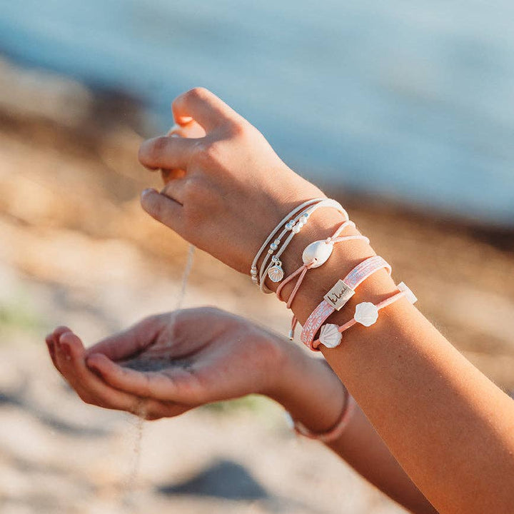 K'lani  "Shimmer" Coral with Shell Hair Tie Bracelets