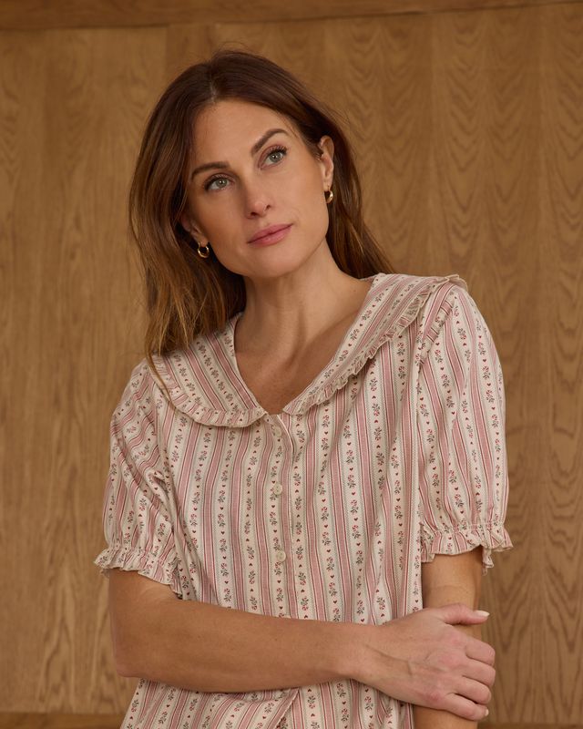 Rylee + Cru Womens Ruffle Pajamas - Candy Cane Stripe