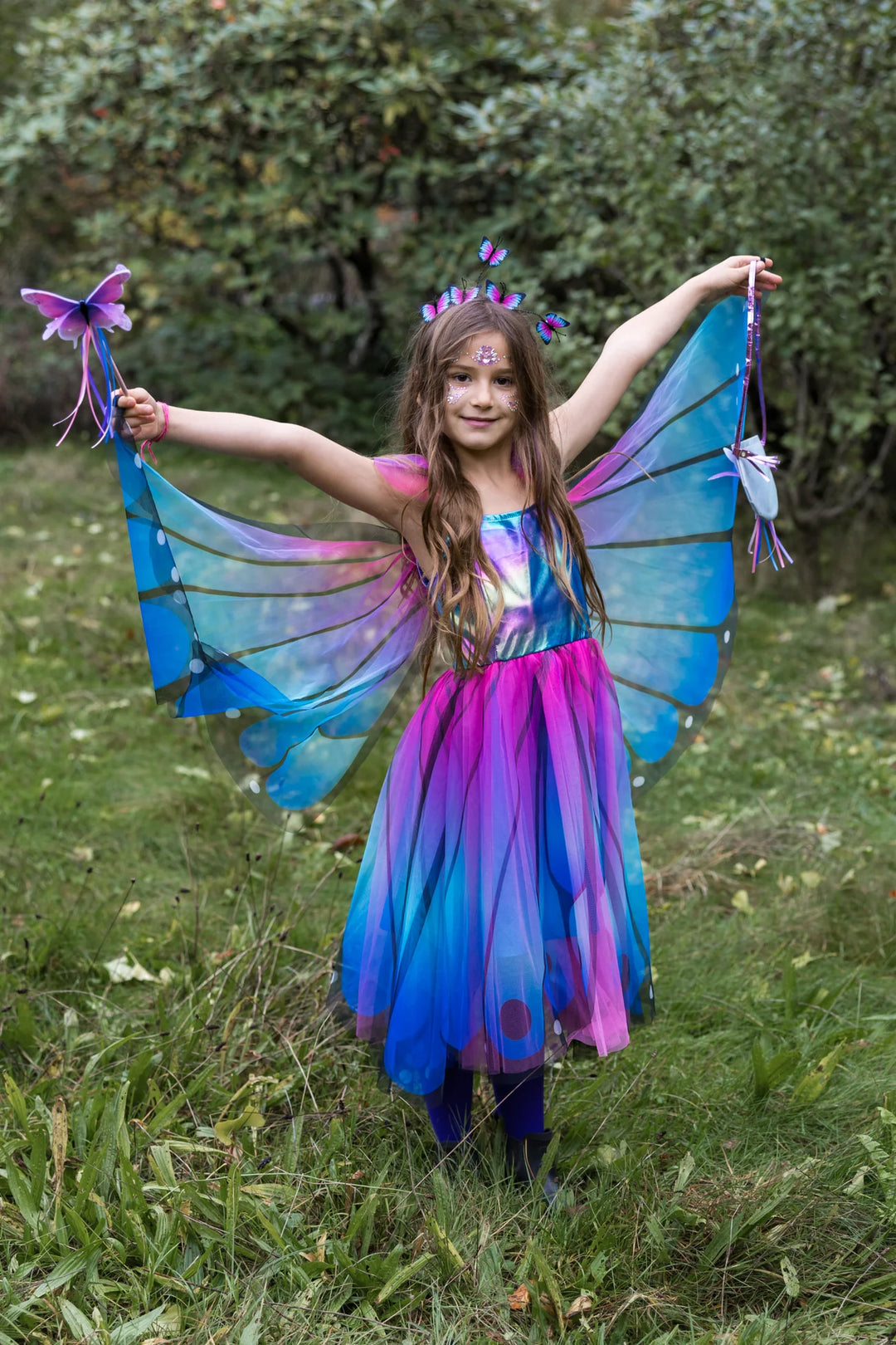 Great Pretenders Blue Butterfly Twirl Dress with Wings & Headband