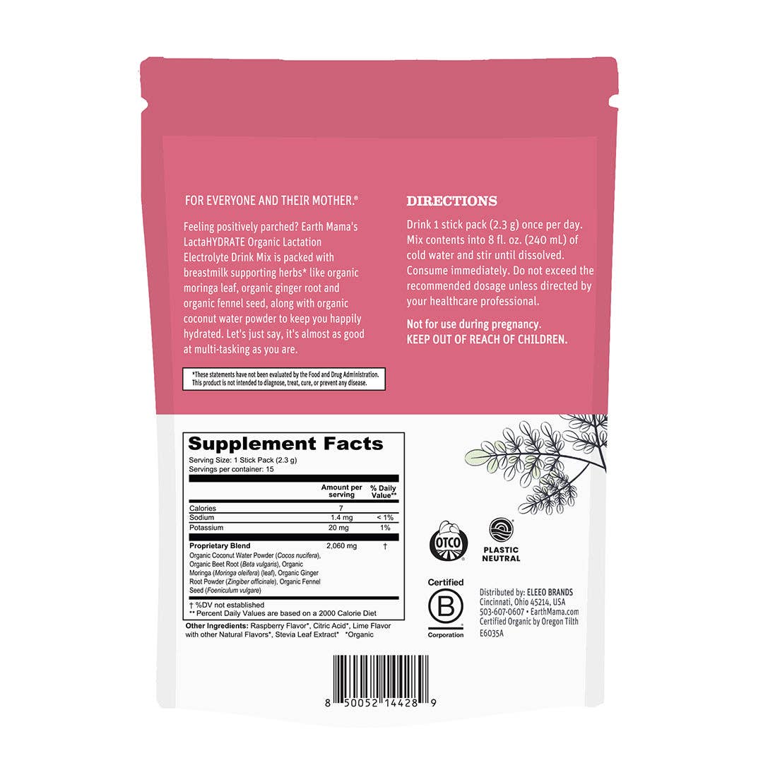 Earth Mama LactaHYDRATE Organic Lactation Electrolyte Drink Mix