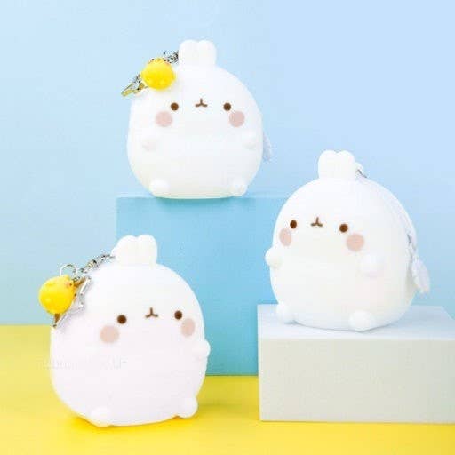 Molang Silicone Zipper Pouch – Soft Coin Purse with Charm