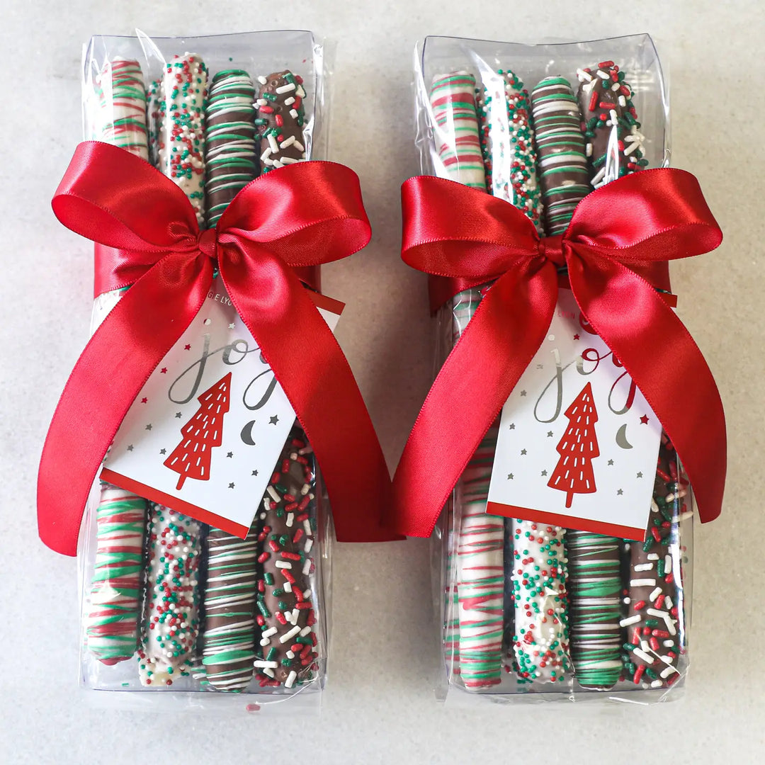 Maggie Lyon Chocolatiers 8pc Milk & White Chocolate Covered Holiday Pretzel Rods