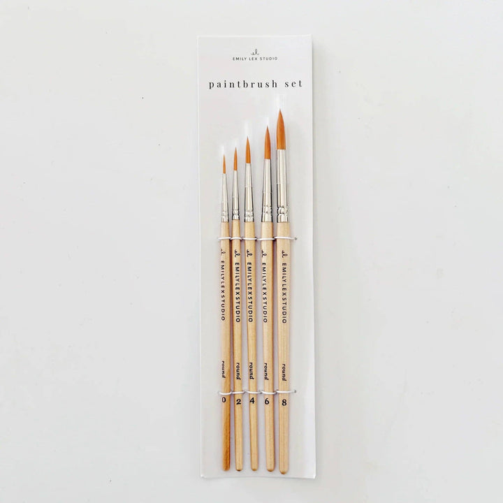 Emily Lex Studio Watercolor Paintbrush Set - Five Wood Brushes