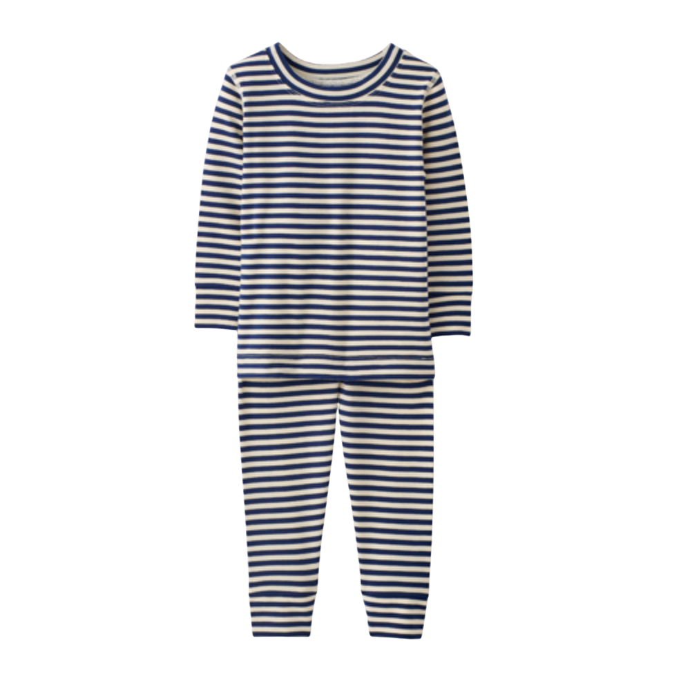 Hanna Andersson Kids Striped Long John Pajama Set - Navy