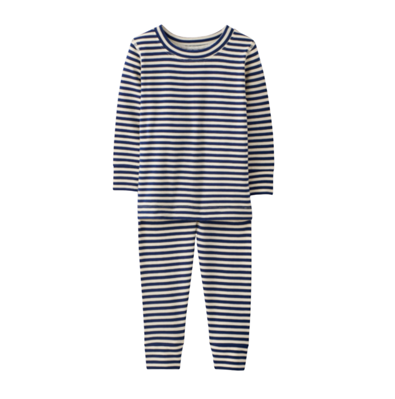 Hanna Andersson Kids Striped Long John Pajama Set - Navy