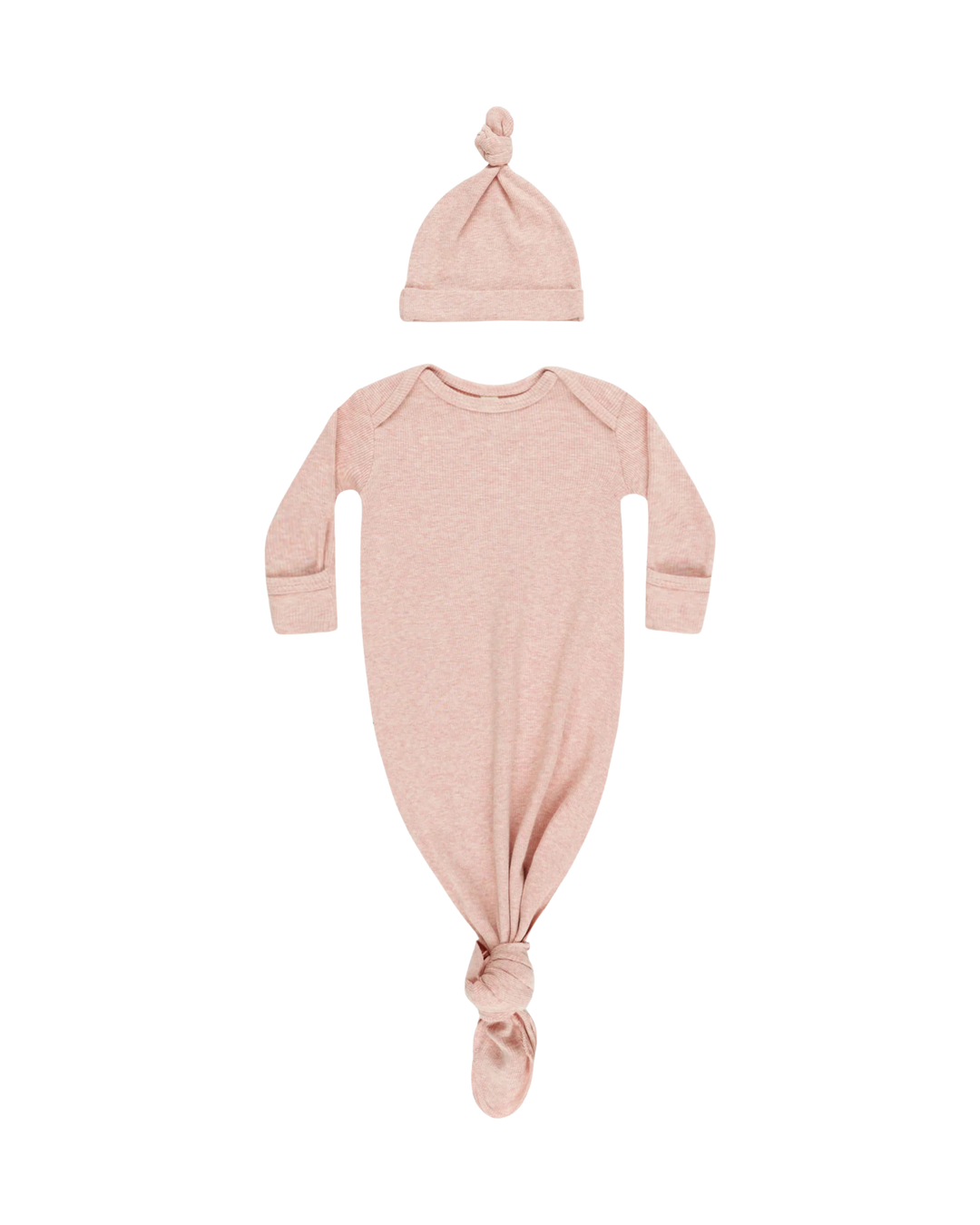 Quincy Mae Knotted Baby Gown + Hat - Rose