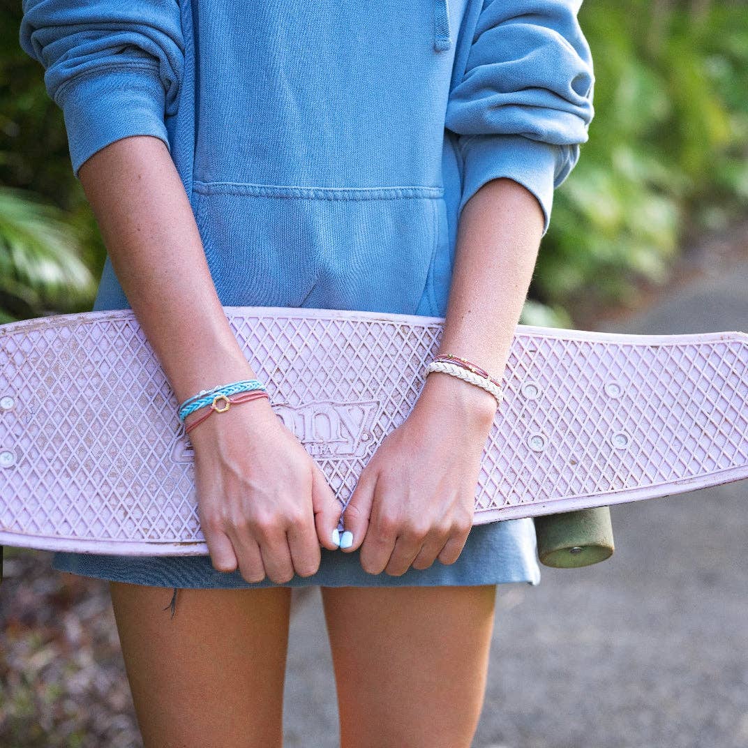 K'lani  "Live" Teal and Coral with Gold Accent Hair Tie Bracelets