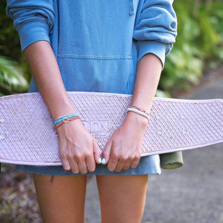 K'lani  "Live" Teal and Coral with Gold Accent Hair Tie Bracelets