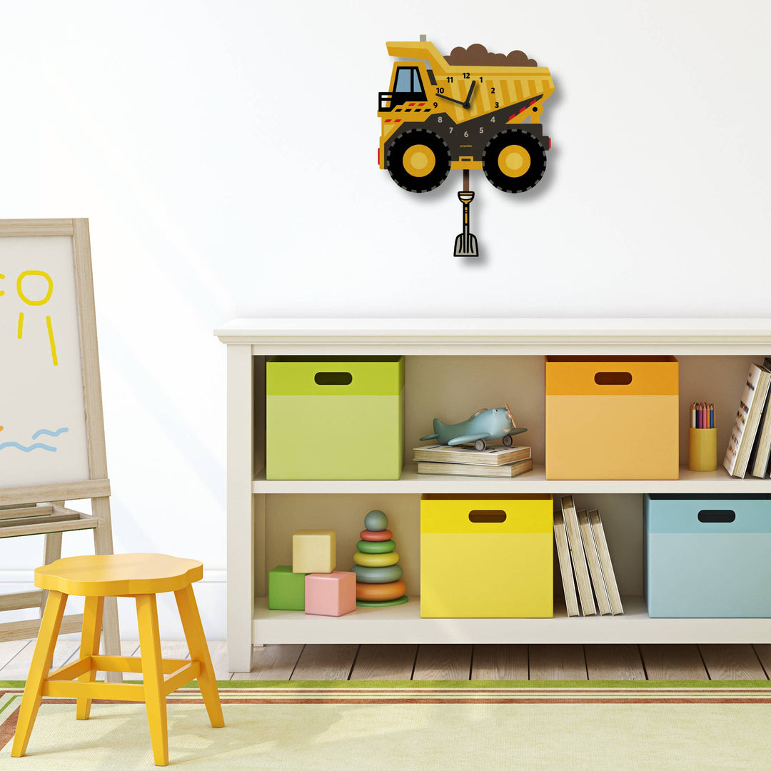 Popclox Dump Truck Pendulum Clock - Wood