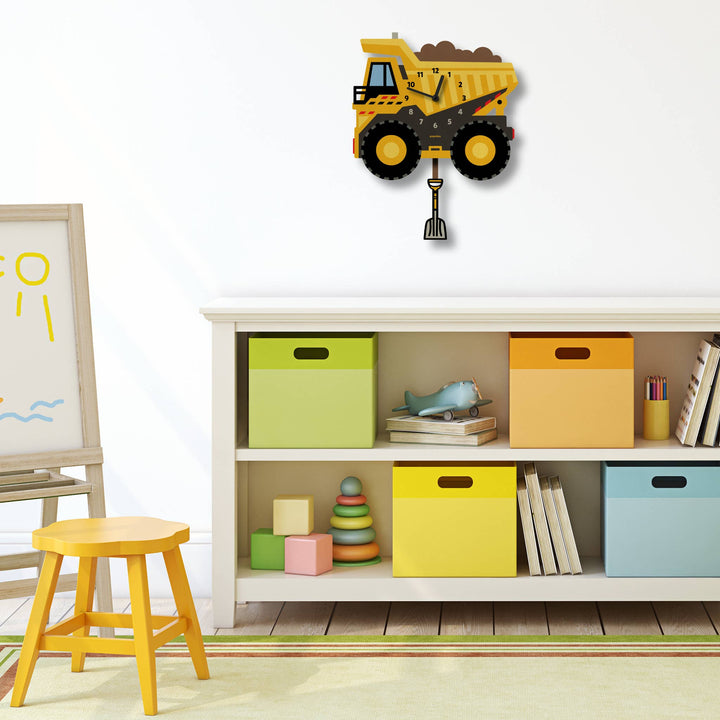 Popclox Dump Truck Pendulum Clock - Wood