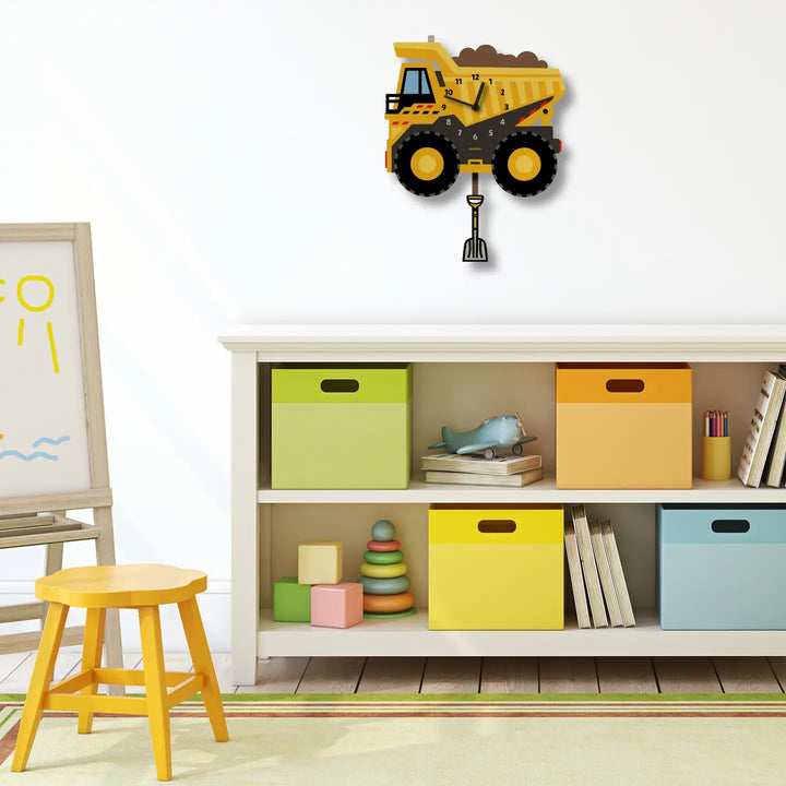 Popclox Dump Truck Pendulum Clock - Wood