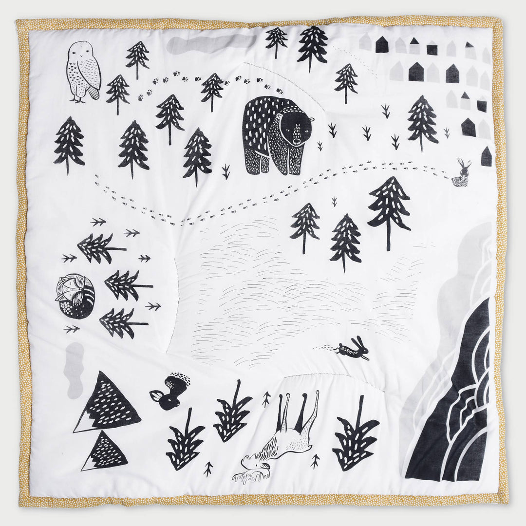 Wee Gallery Explore Playmat - Quilted Tummy Time Floor Mat for Baby
