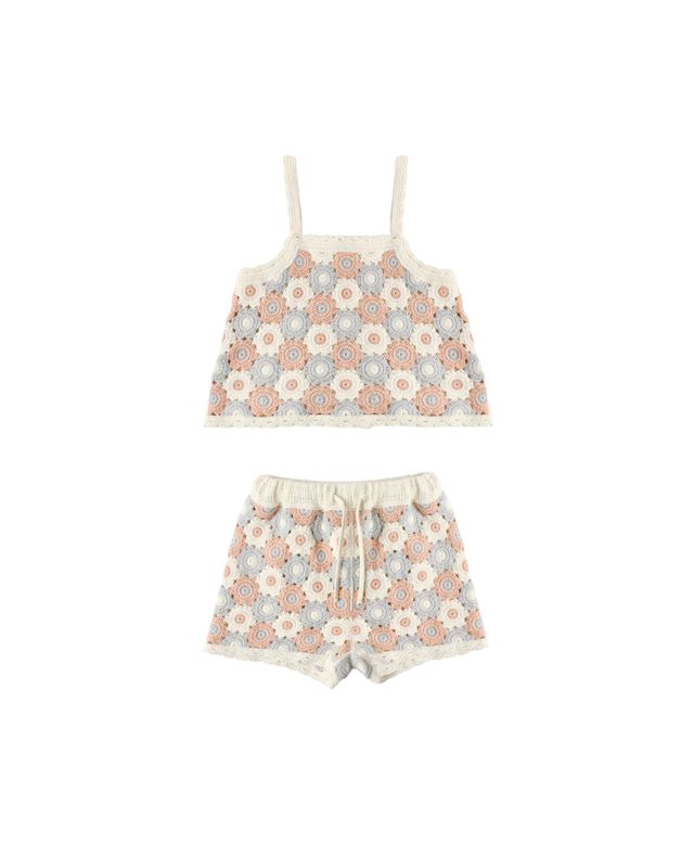 Rylee + Cru Lili Knit Set - Blue, Light Pink, Ivory