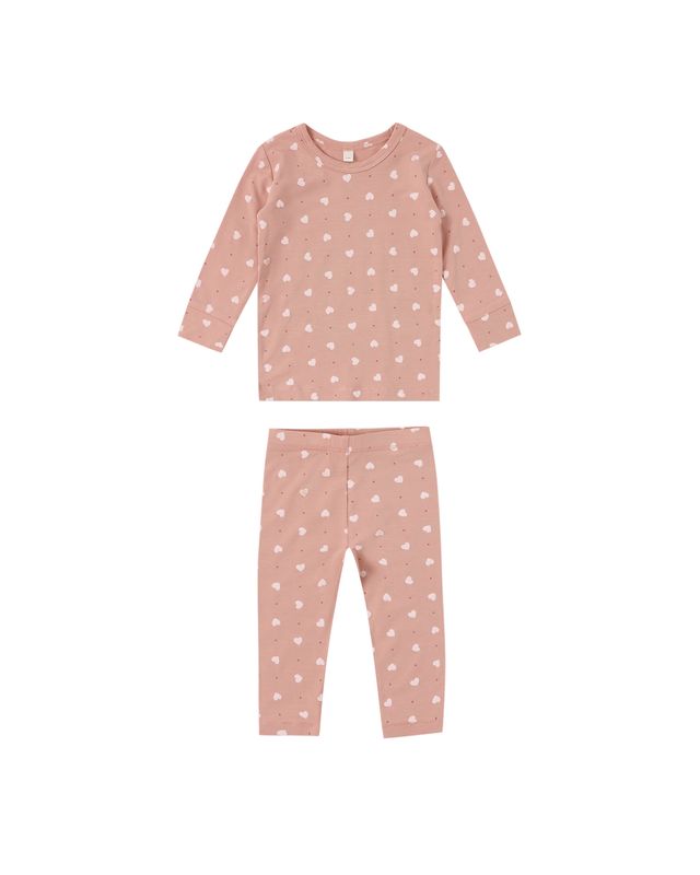 Quincy Mae Bamboo Pajama Set - Pink Hearts