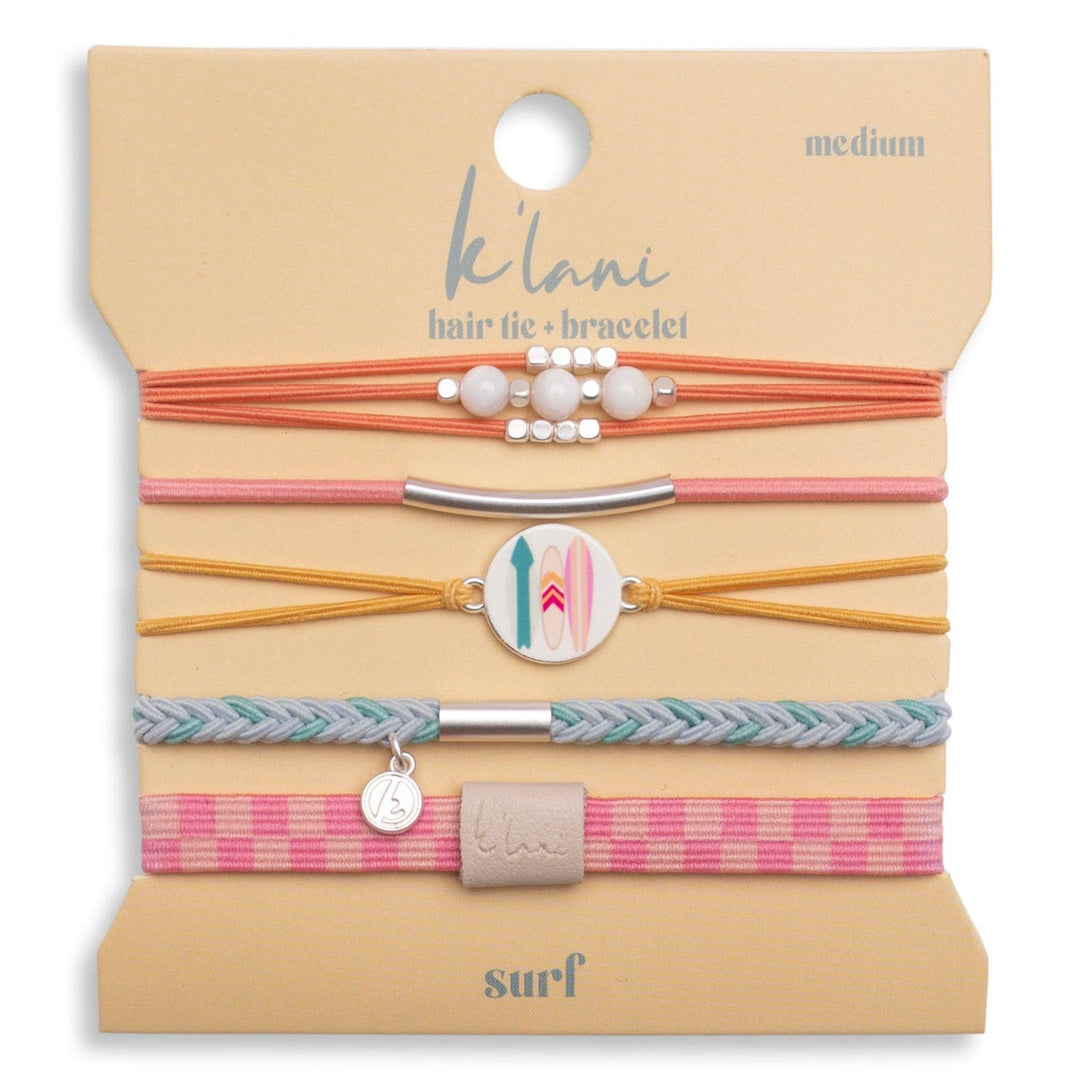 K'lani "Surf" Surfboard with Silver Accents Hair Tie Bracelets