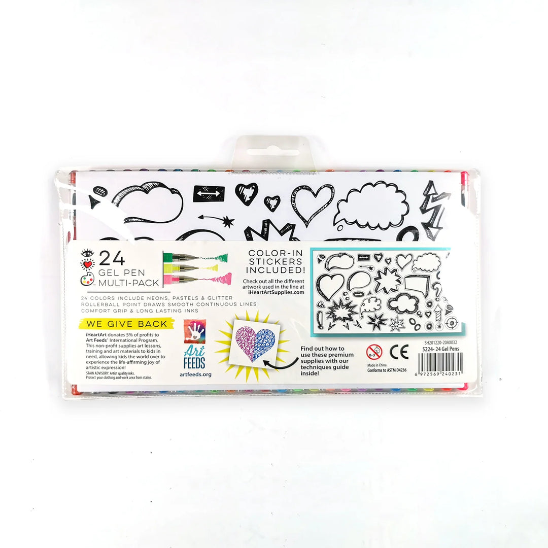 Bright Stripes iHeartArt 24 Gel Pen Multipack