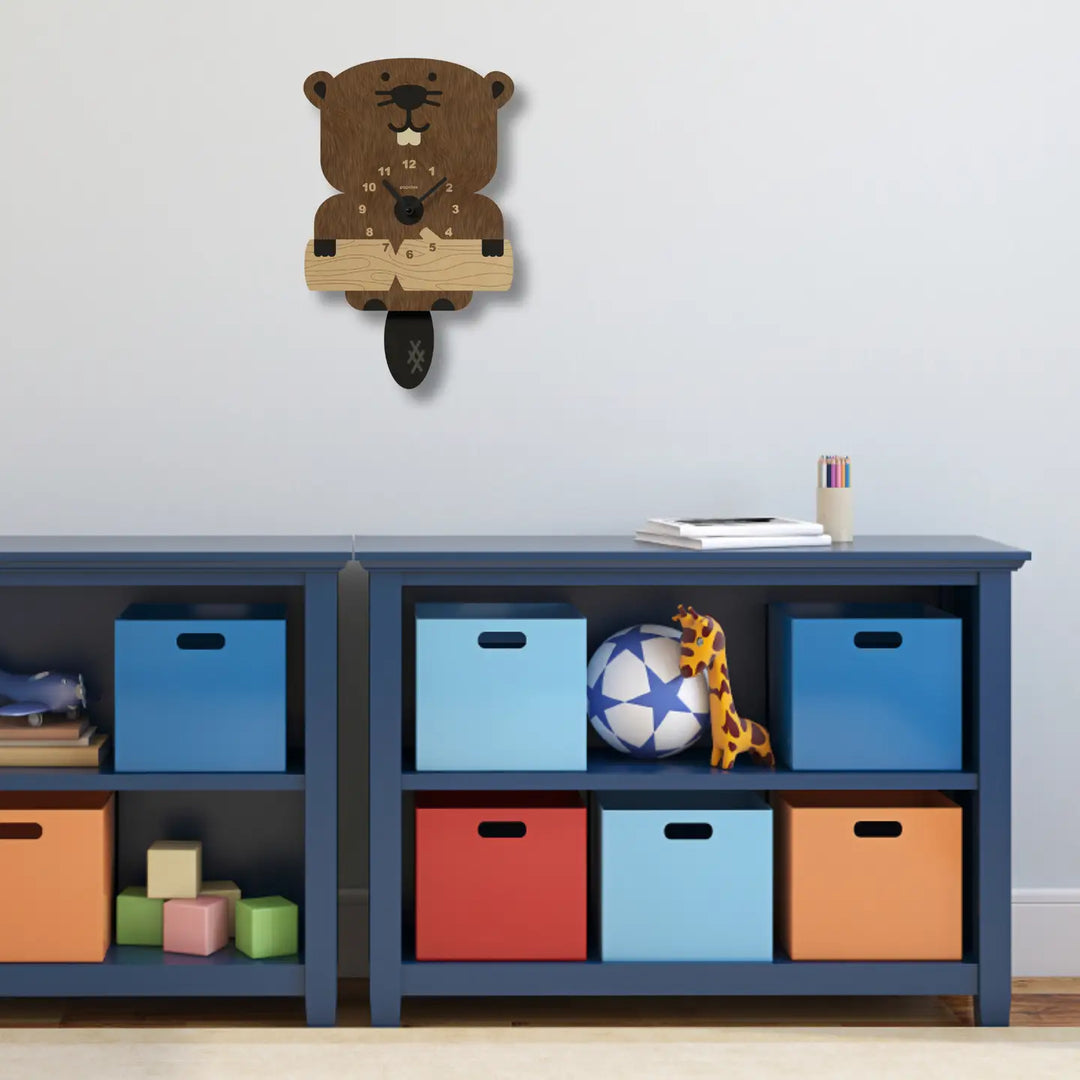 Popclox Beaver Pendulum Clock - Wood