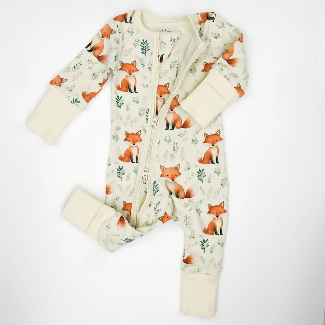 Earthy Organic Cotton Baby Pajamas 2-Way Zip Front Zipper Sleeper - Copper