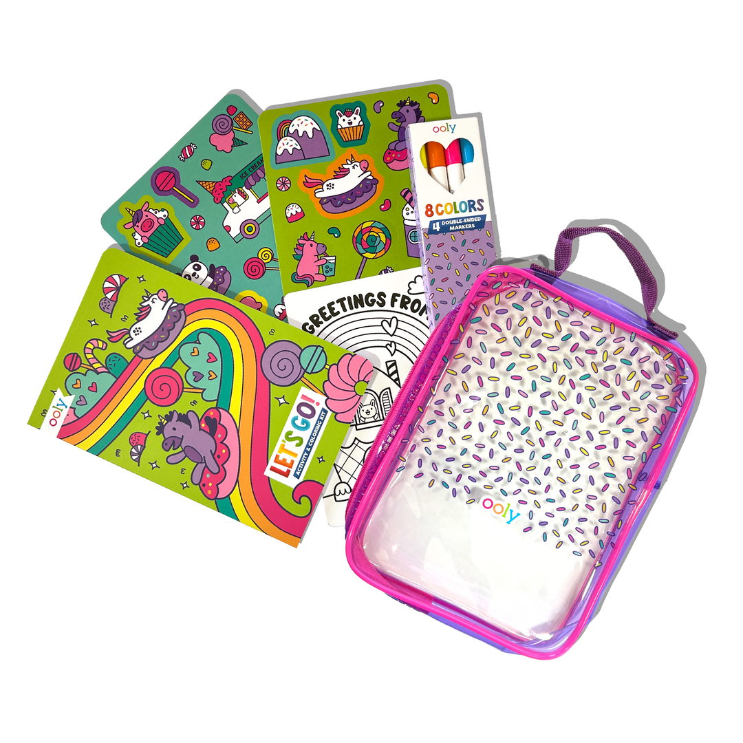Ooly Let's Go! Activity & Coloring Kit - Unicorn Candy Town