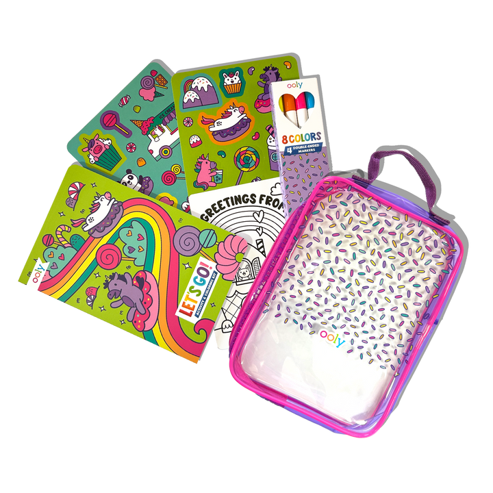 Ooly Let's Go! Activity & Coloring Kit - Unicorn Candy Town