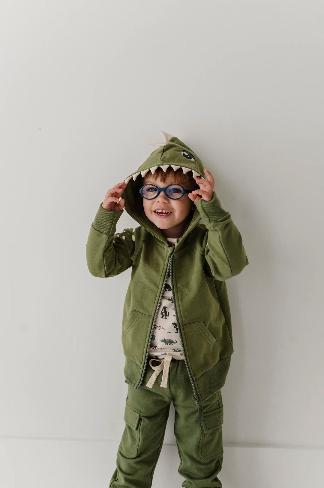 Babysprouts Dinosaur Hoodie - Deep Olive