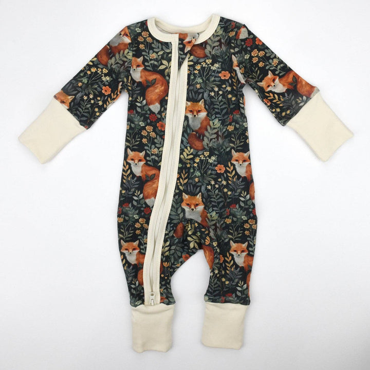 Earthy Organic Cotton Baby Pajamas 2-Way Zip Front Zipper Sleeper - Ebony