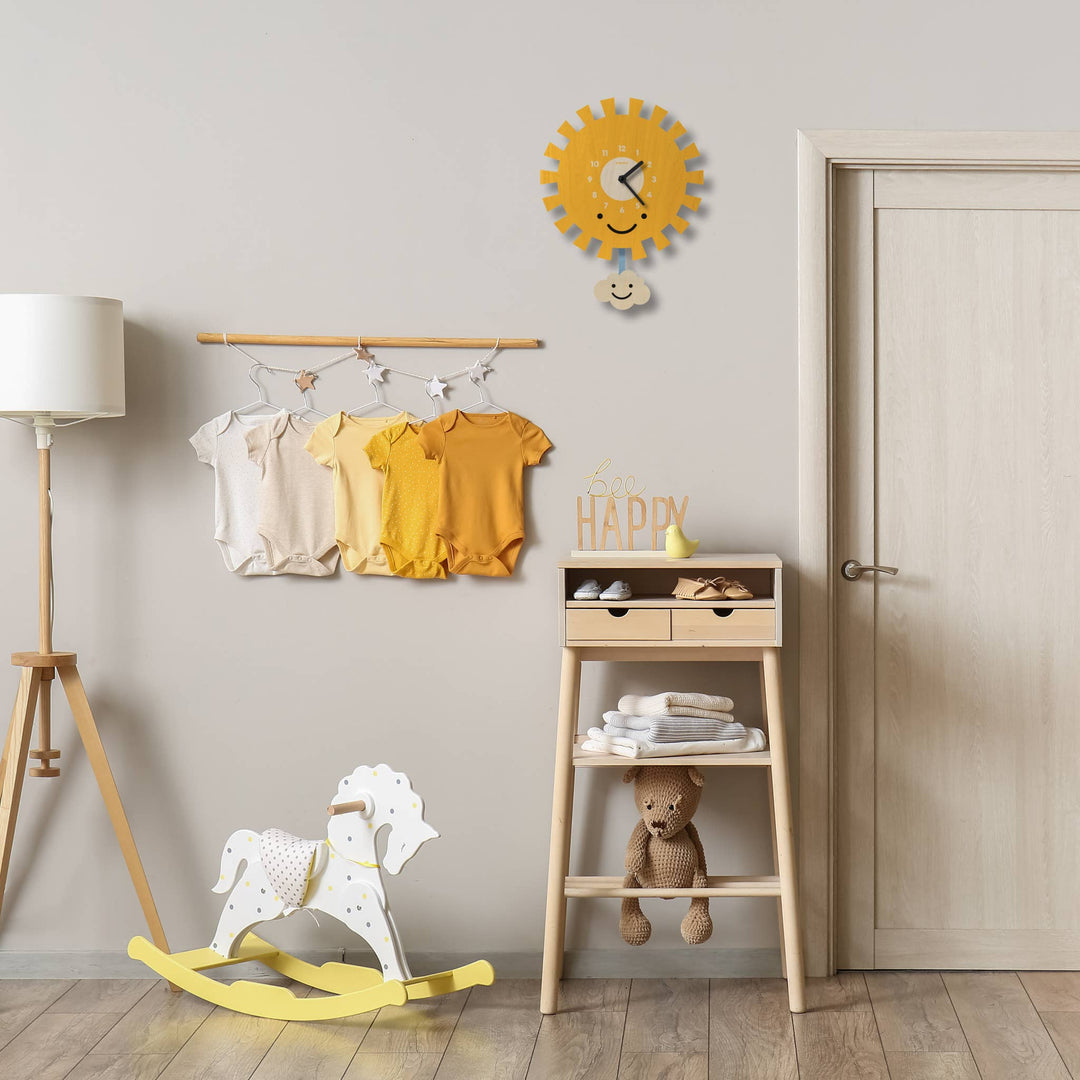 Popclox Sun Pendulum Clock - Wood