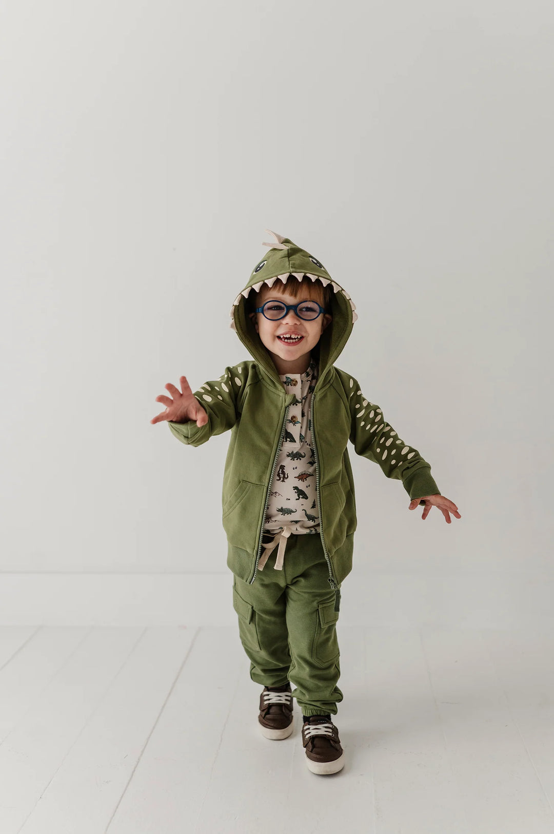 Babysprouts Dinosaur Hoodie - Deep Olive