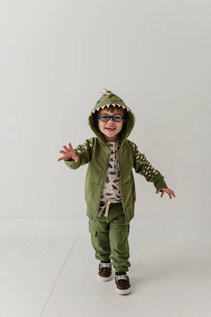 Babysprouts Dinosaur Hoodie - Deep Olive