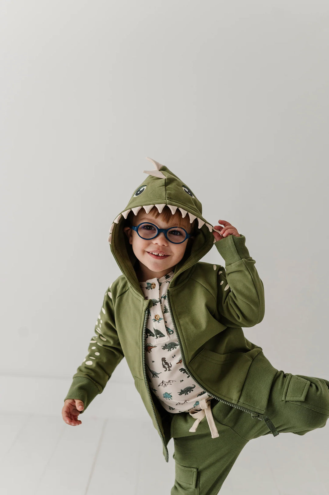 Babysprouts Dinosaur Hoodie - Deep Olive