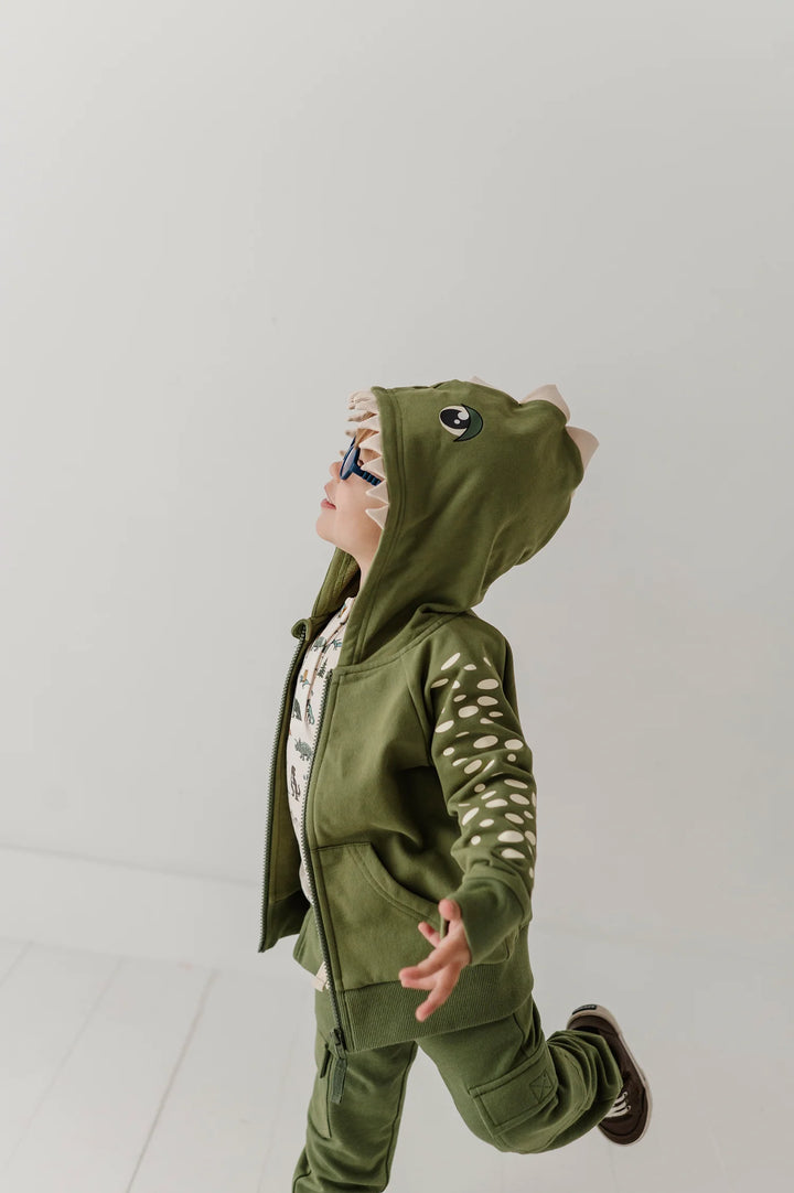 Babysprouts Dinosaur Hoodie - Deep Olive