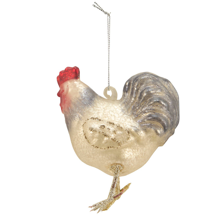 Primitives By Kathy Rooster Glass Ornament