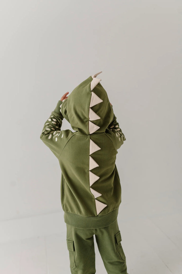 Babysprouts Dinosaur Hoodie - Deep Olive