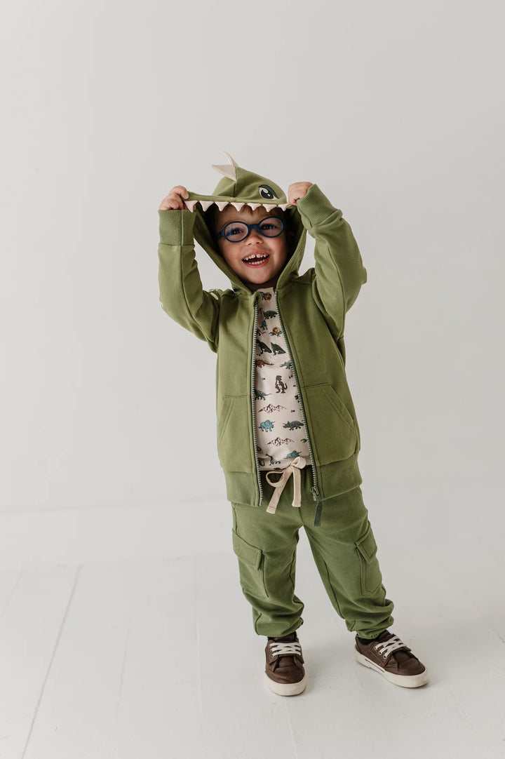 Babysprouts Dinosaur Hoodie - Deep Olive