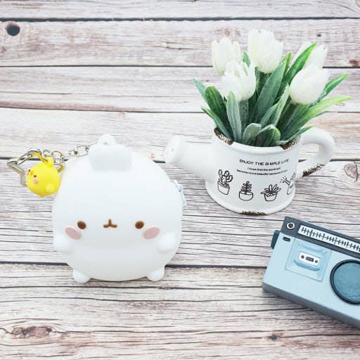 Molang Silicone Zipper Pouch – Soft Coin Purse with Charm