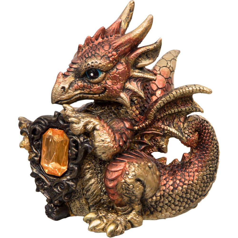 Kheops International Baby Copper Dragon Figurine With Gem
