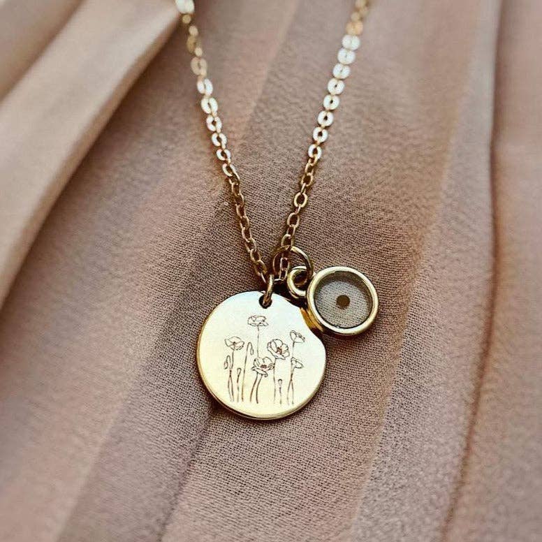 Mauve Jewelry Co. Poppy Necklace with Mustard Seed