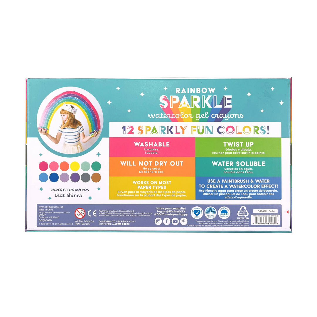Ooly Rainbow Sparkle Watercolor Gel Crayons (Set of 12)