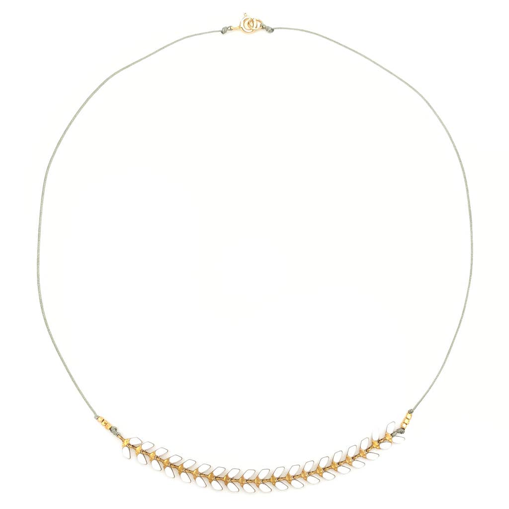 Bronwen Cascade Enamel Necklace - White