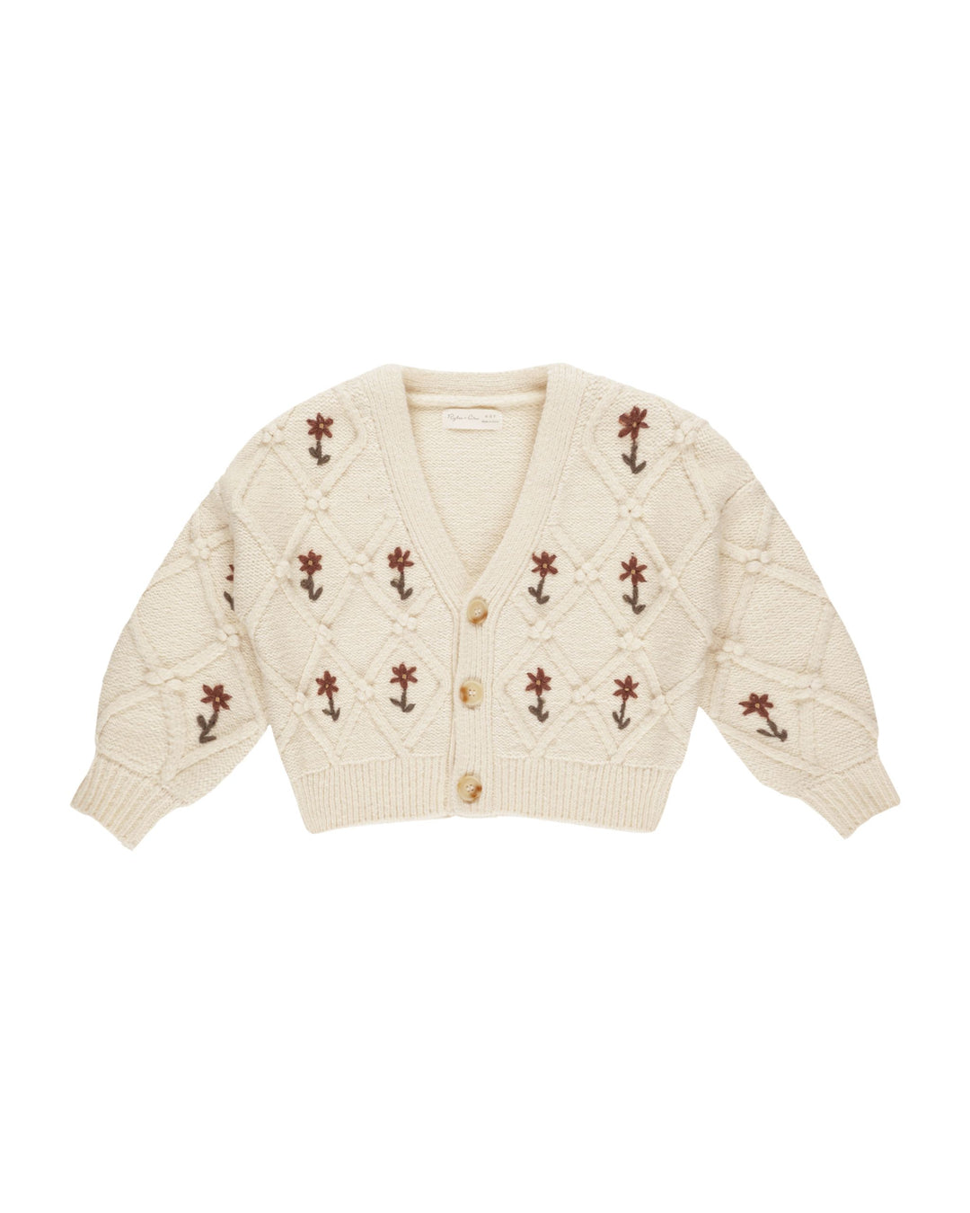 Rylee + Cru Boxy Cardigan - Winter Floral Embroidery